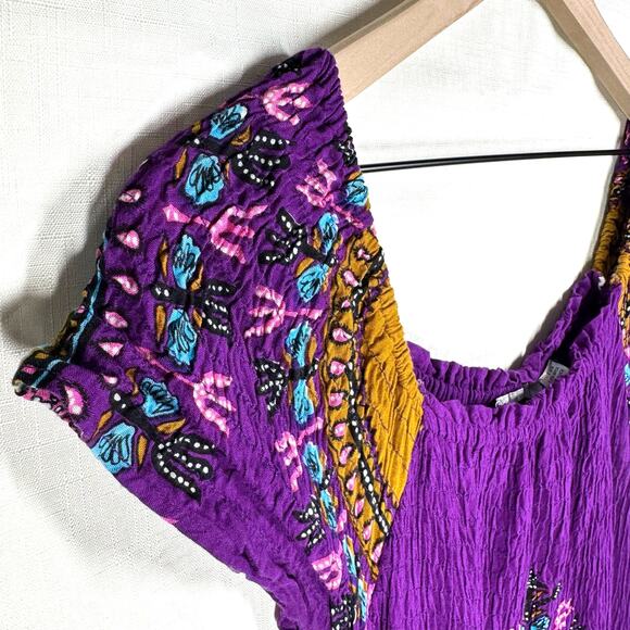 Boho Maxi Dress Purple Women's S Mumu Off the Shoulder Colorful Festival Hippie - Picture 3 of 11